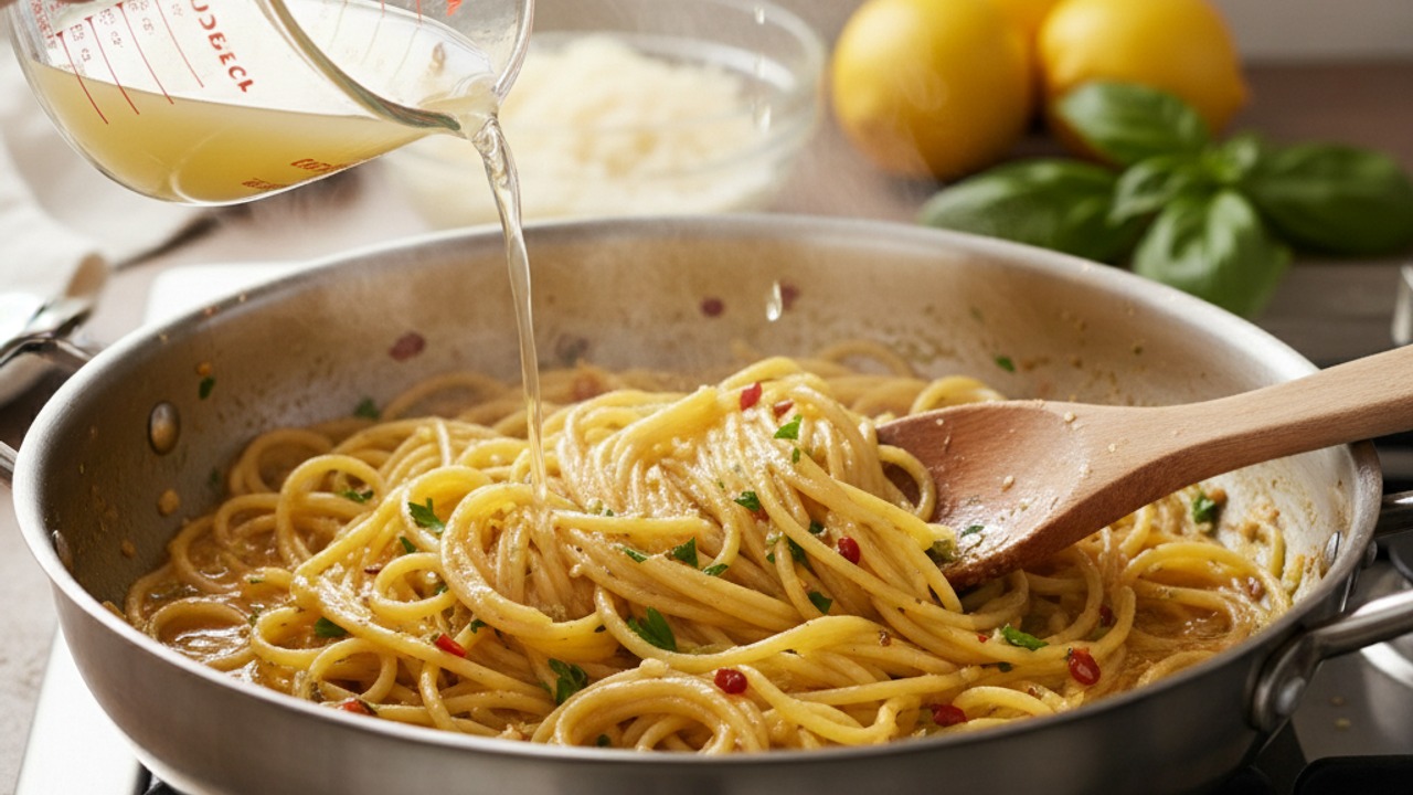Add lemon and loosen the sauce