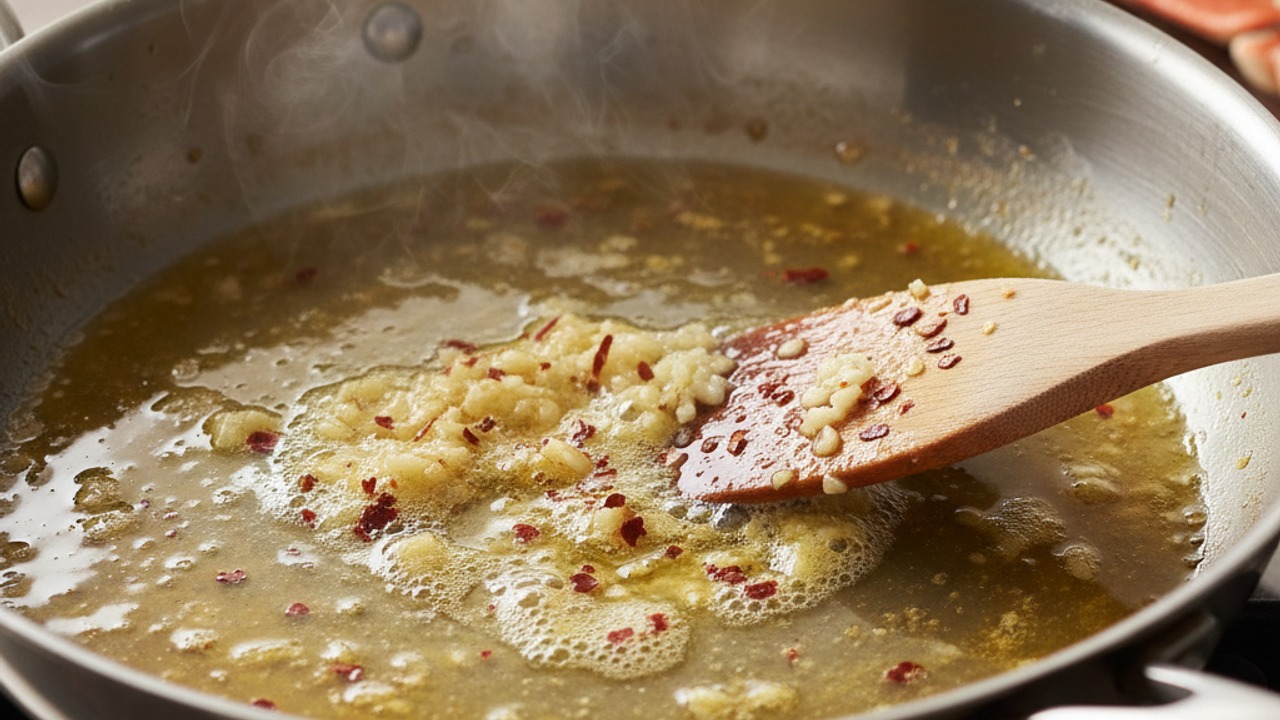 Sauté garlic and aromatics