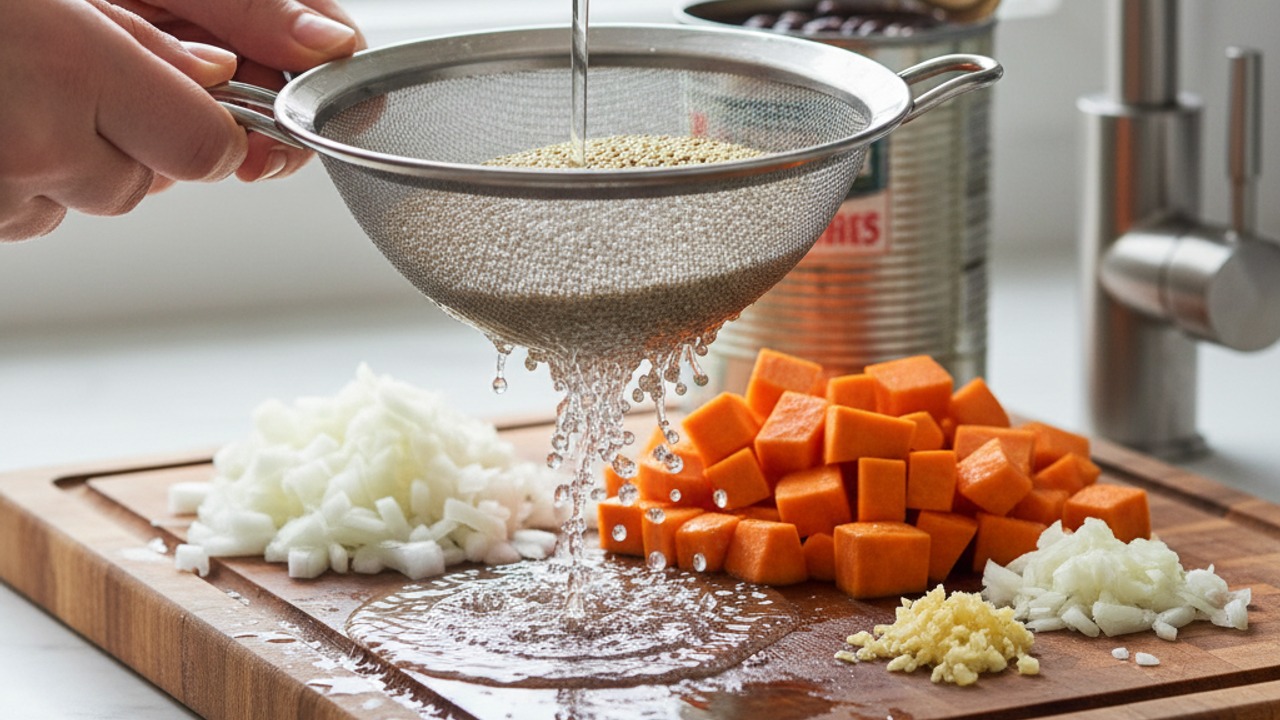Prep the grains and vegetables