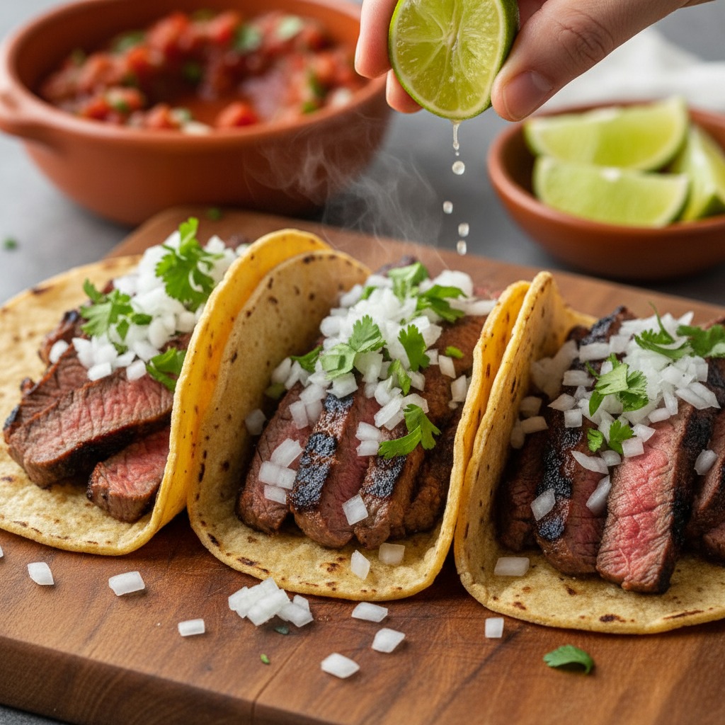 Warm tortillas and assemble tacos