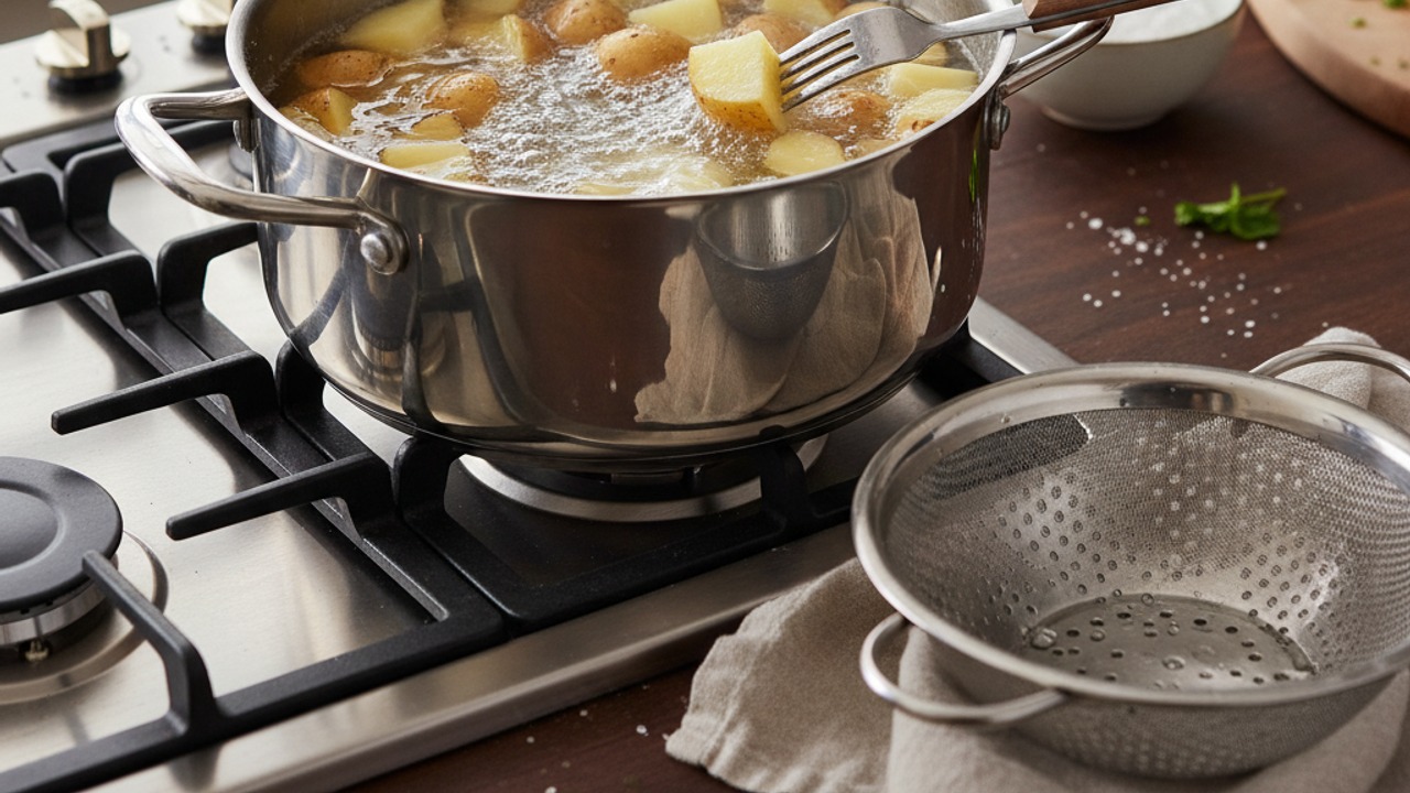 Parboil or soften the potatoes