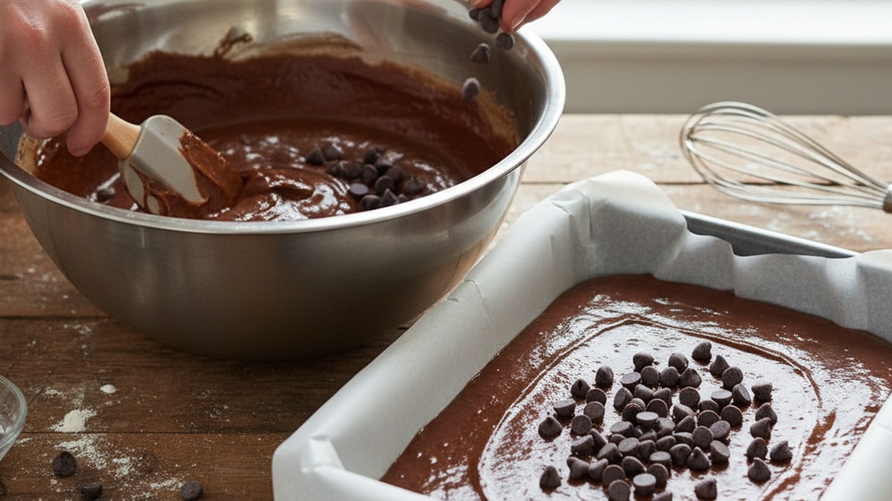 Stir in chocolate chips and transfer
