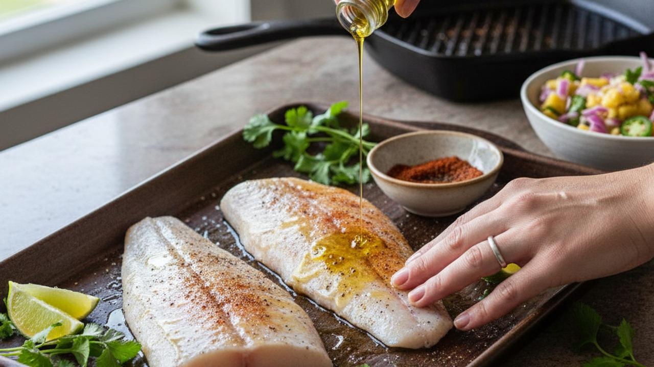 Season and oil the fish