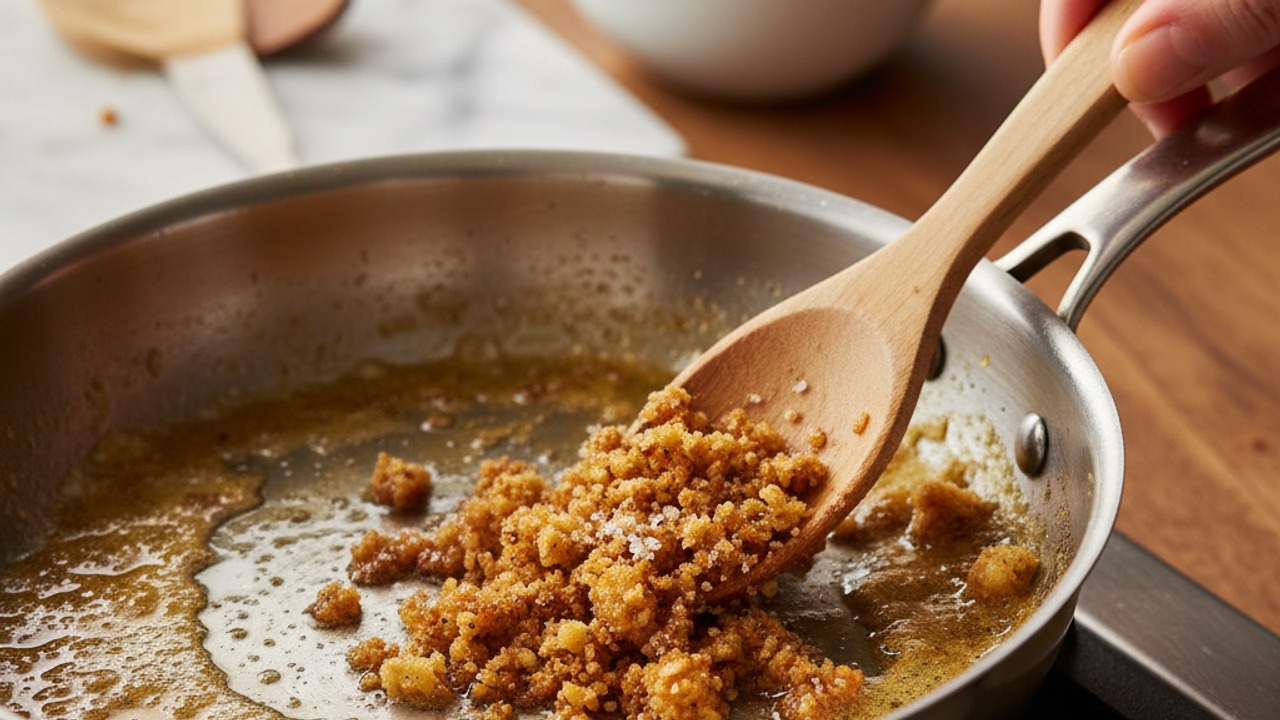 Brown the butter and make breadcrumbs