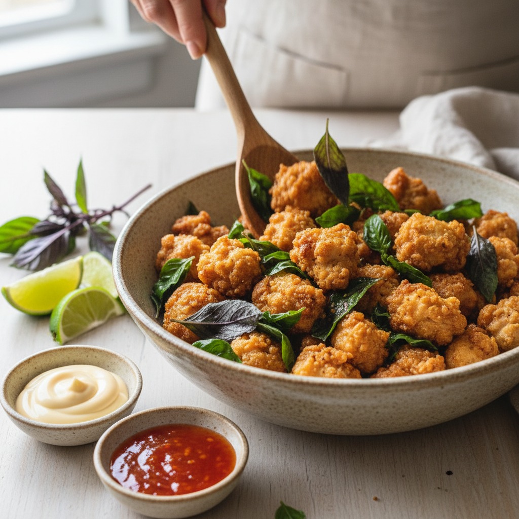 Toss with Thai basil and serve
