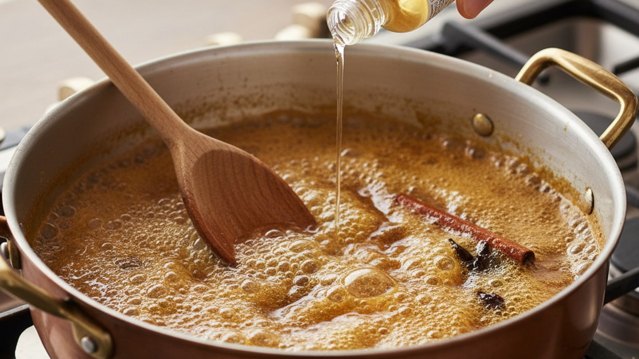 Reduce and flavor the syrup