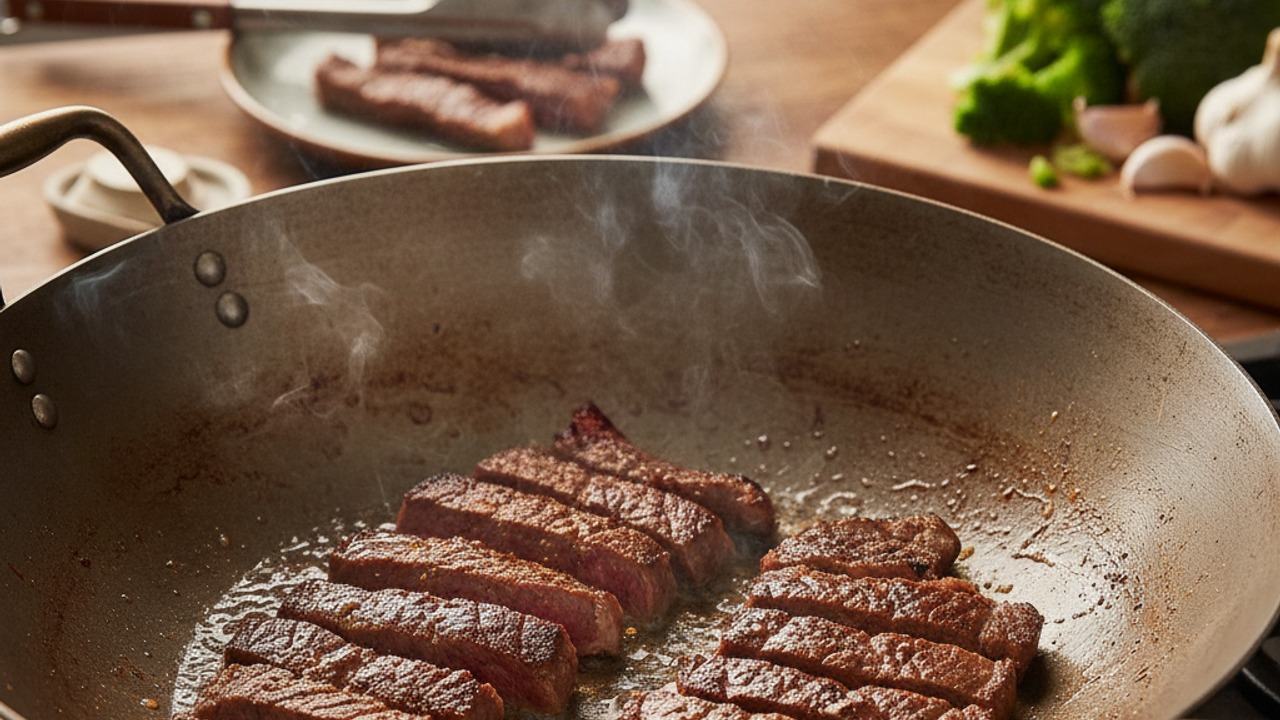 Sear the beef over high heat