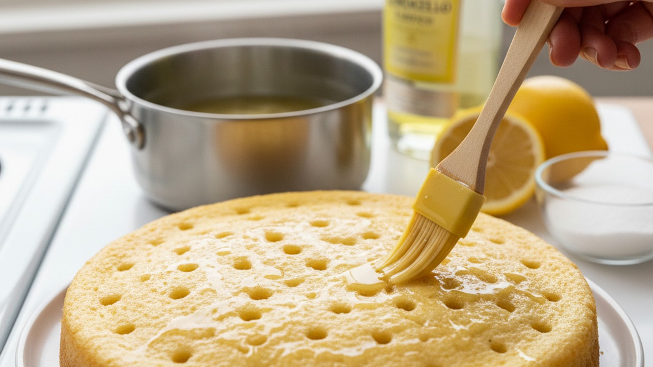 Make and brush limoncello syrup
