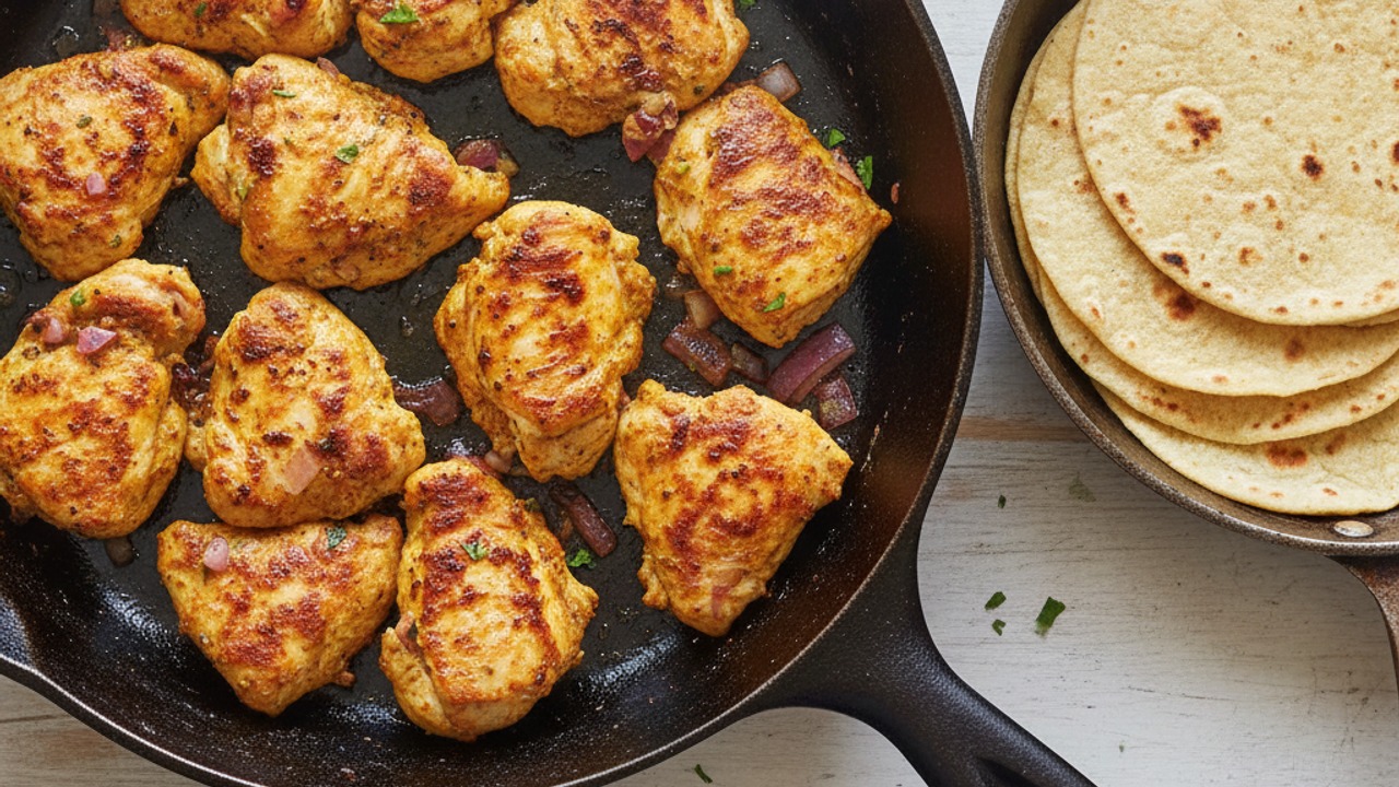 Cook the chicken and warm tortillas