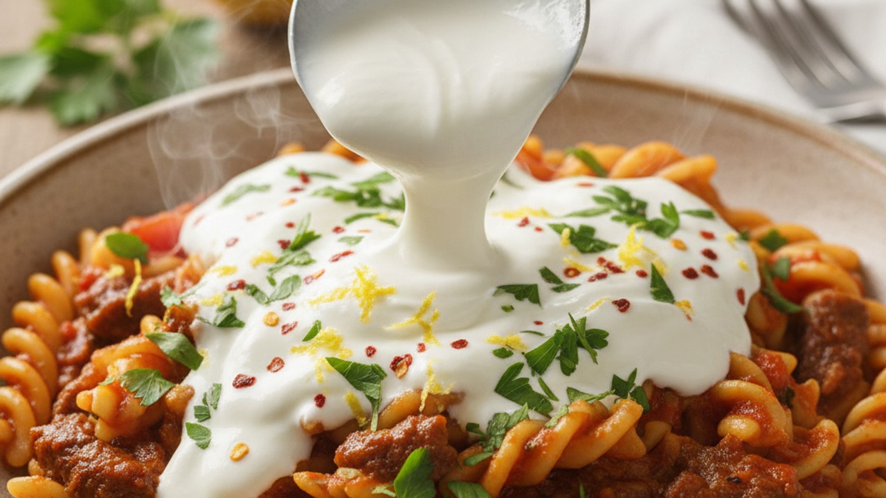 Plate and serve with yogurt drizzle