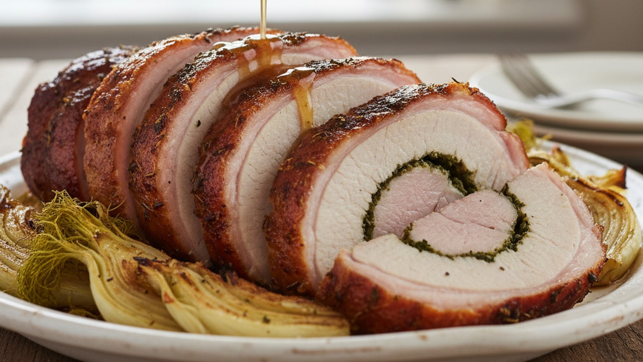 Slice and serve with roasted fennel