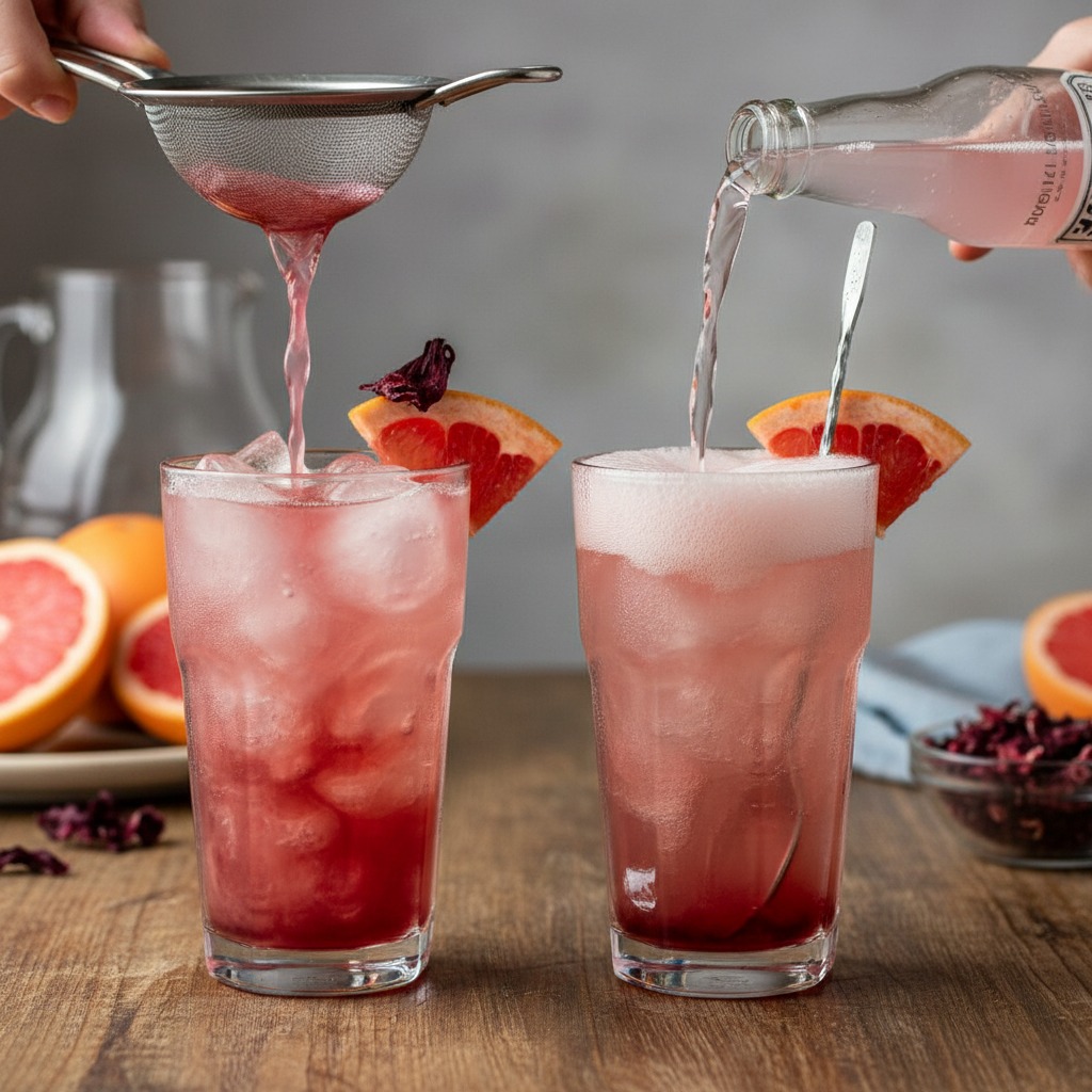 Assemble and top with soda