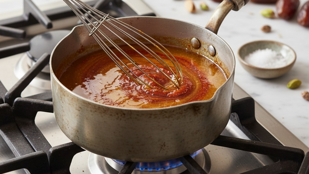 Warm the harissa-honey