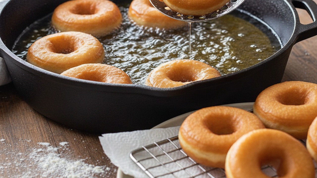 Fry the donuts
