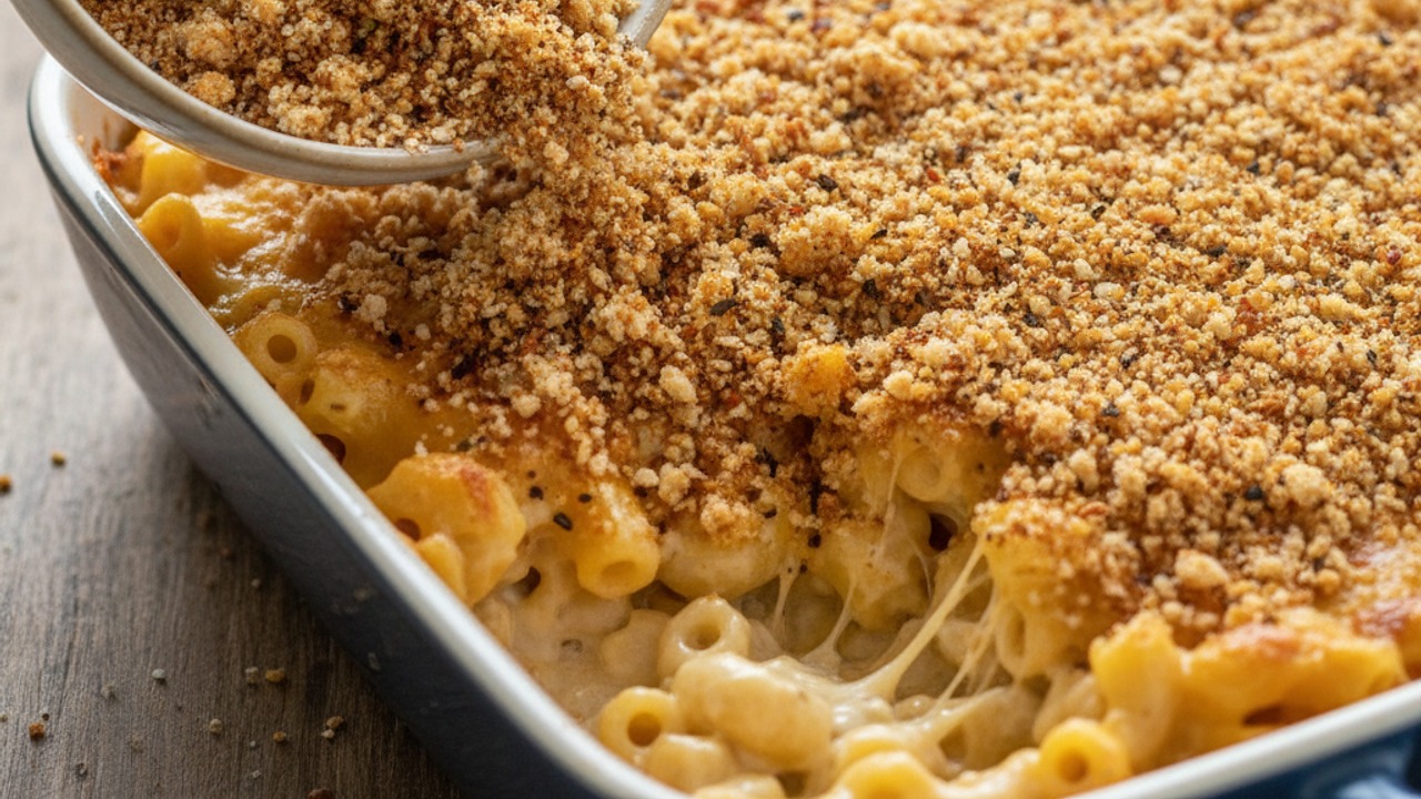 Prepare Old Bay breadcrumb topping