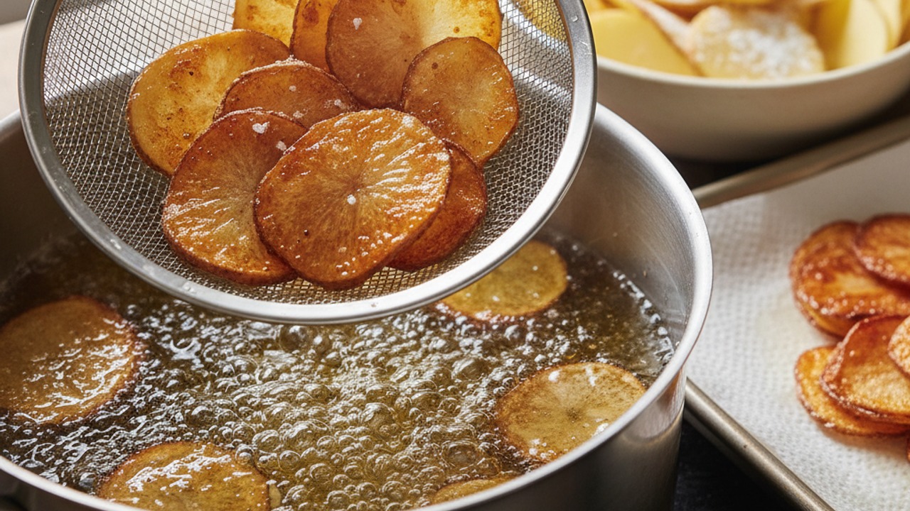 Second fry (high temperature) — crisp