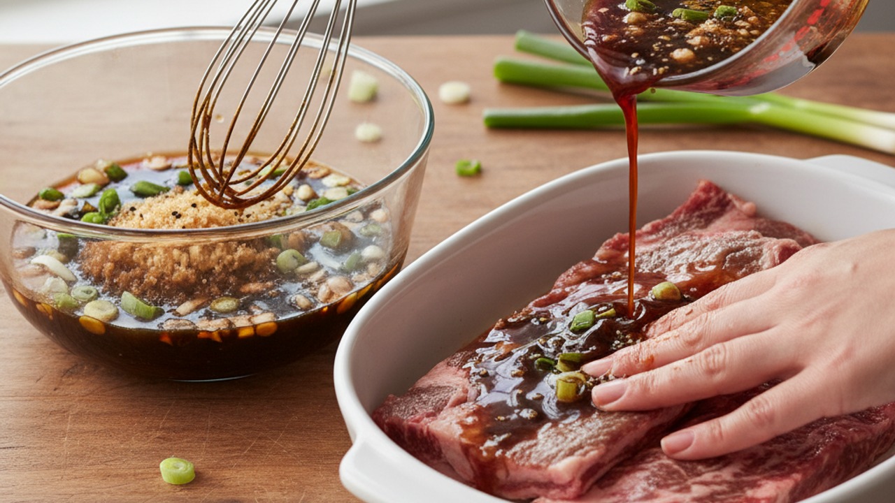 Make the marinade and combine with ribs