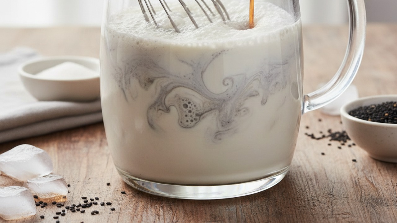 Whisk paste with milk and combine with cold brew