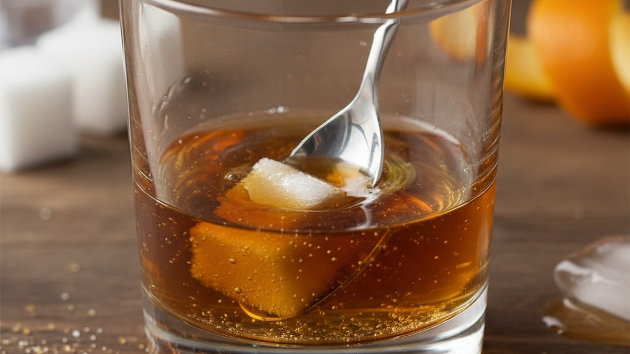 Combine sugar, bitters and water