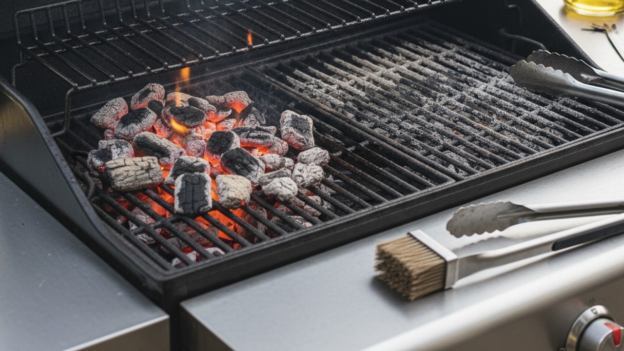 Prepare a two-zone hot grill