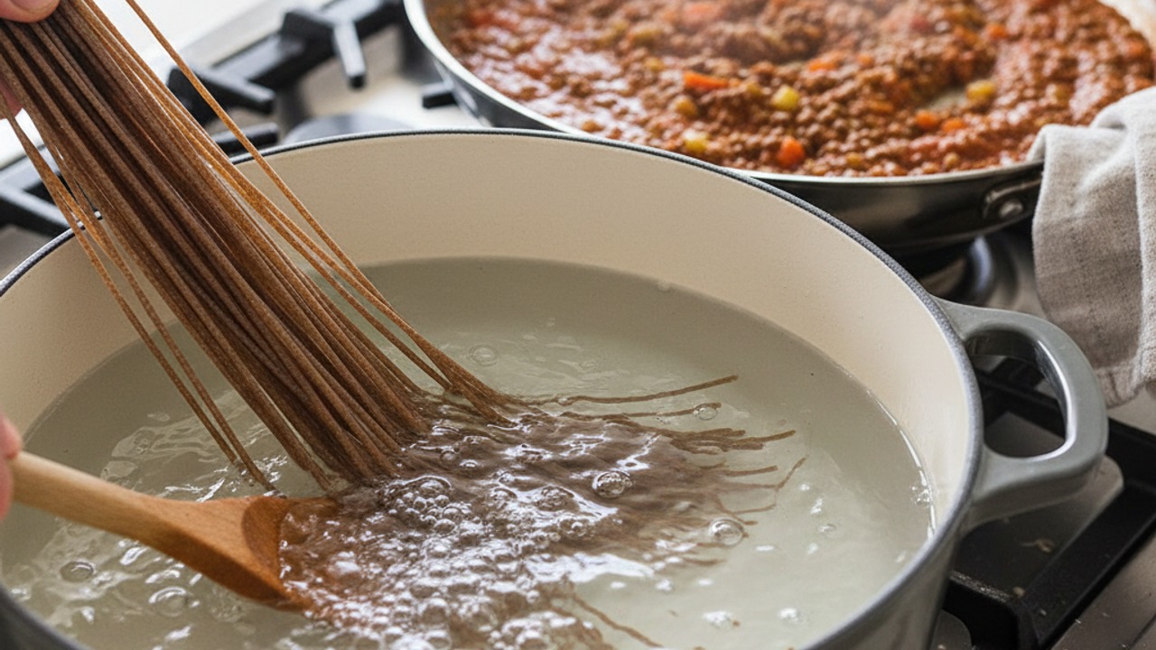Cook the whole wheat spaghetti