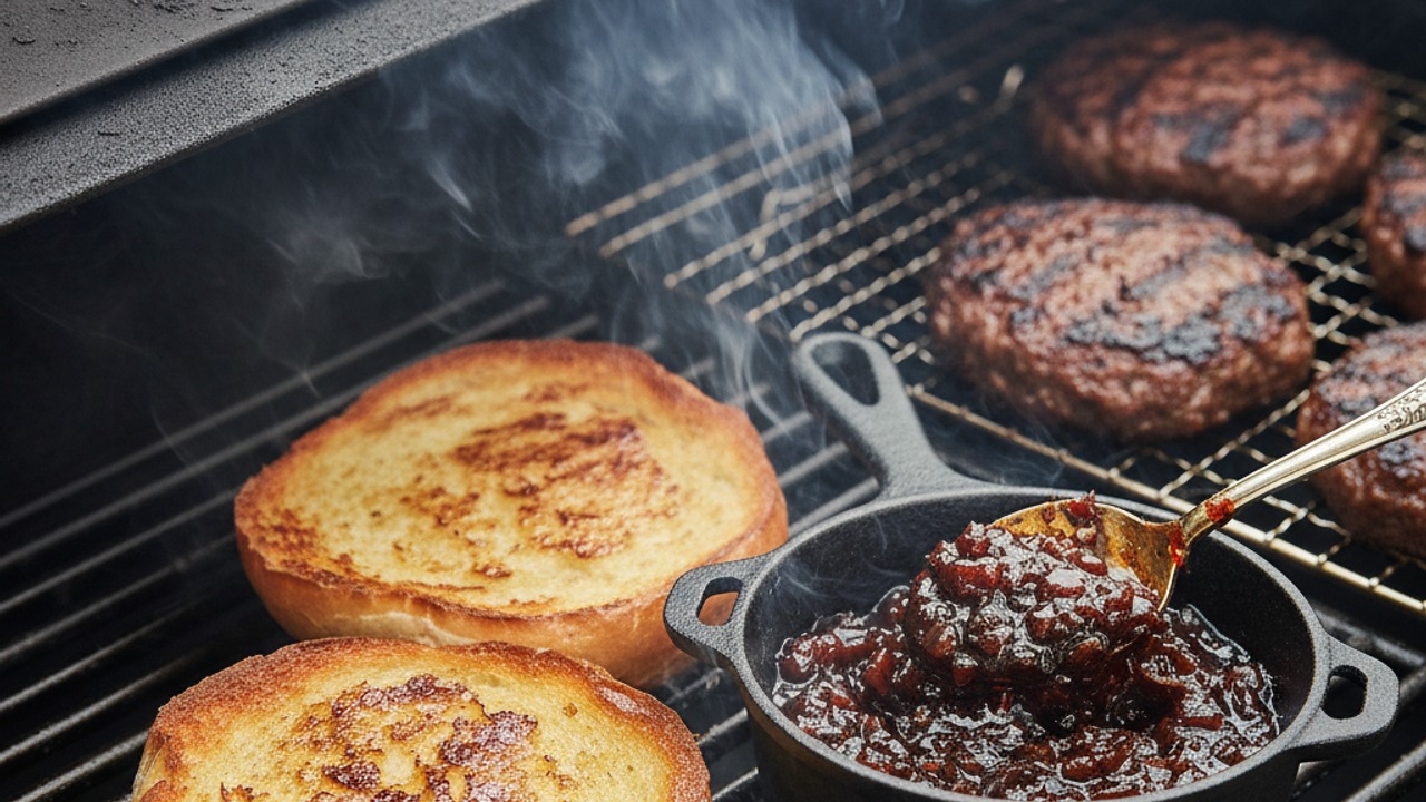 Toast the buns and finish the jam