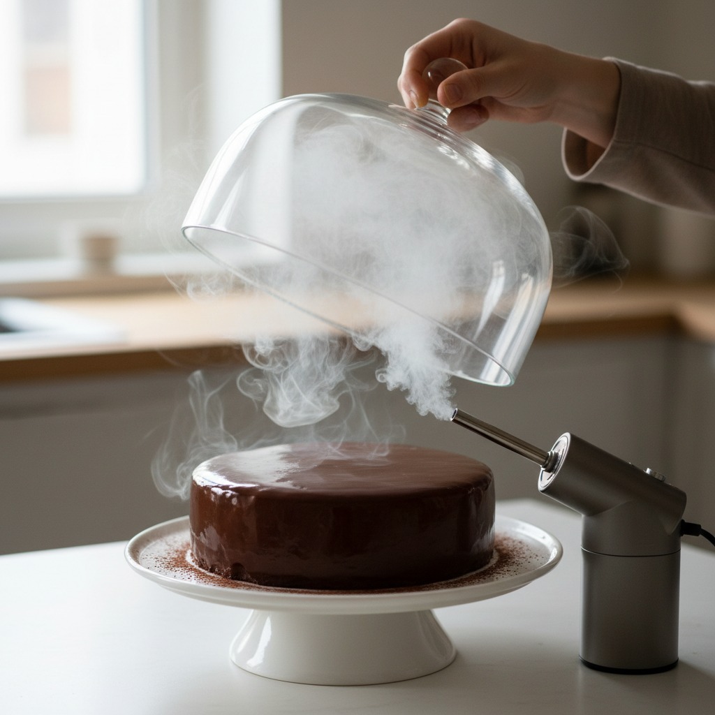 Cold-smoke the cooled cake (gentle smoke infusion)