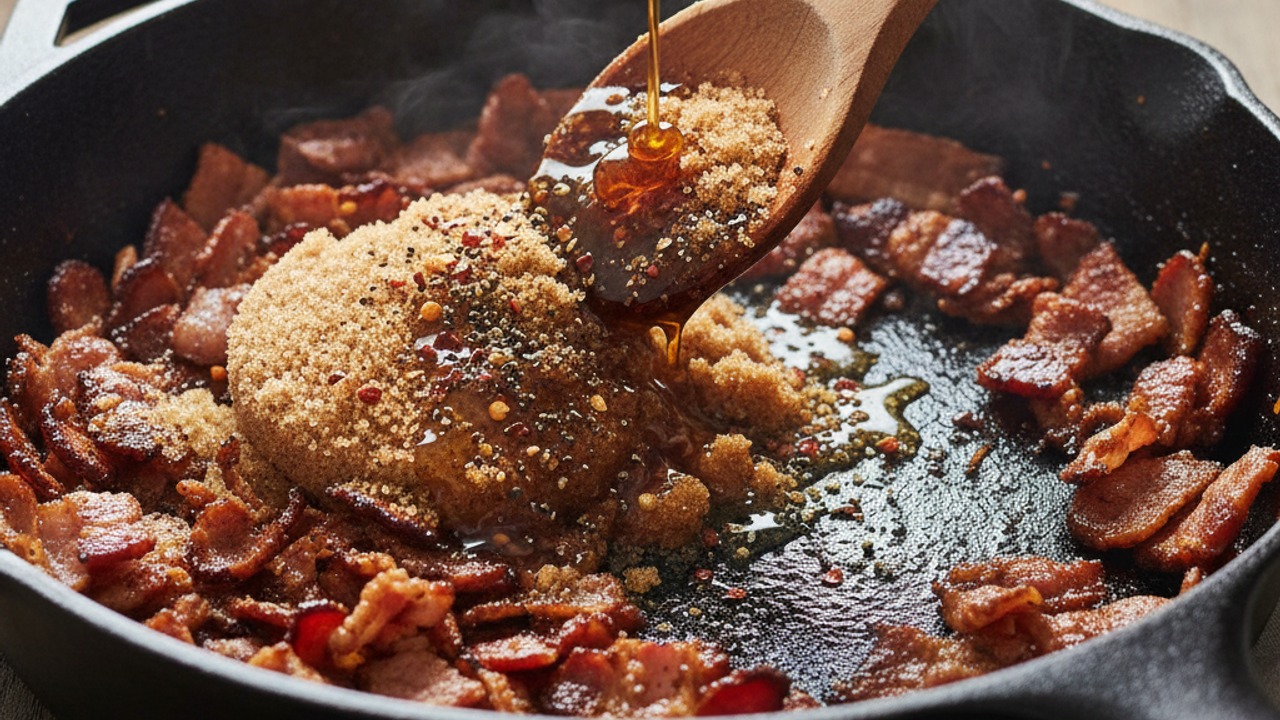Add sugars, liquids, and seasonings