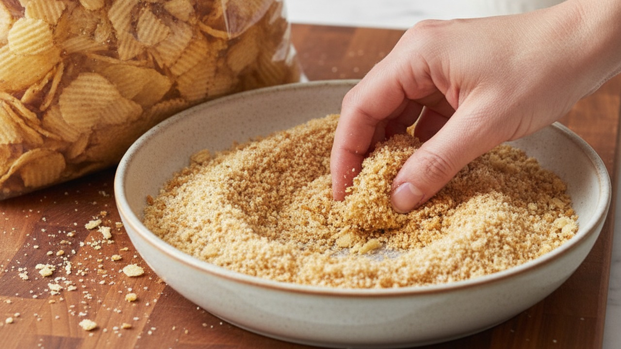 Prepare the potato-chip crumb mixture