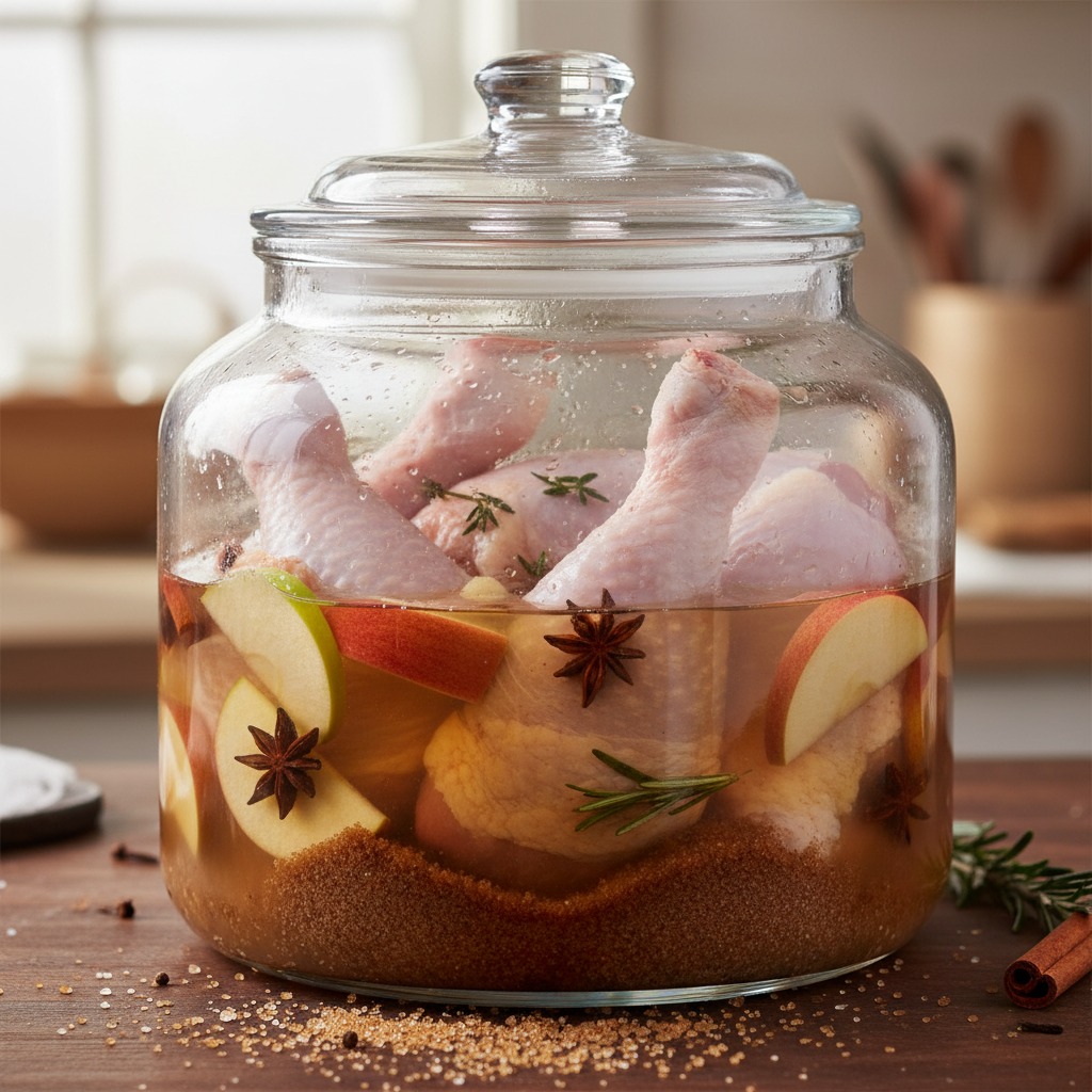 Make the cider brine and brine the legs
