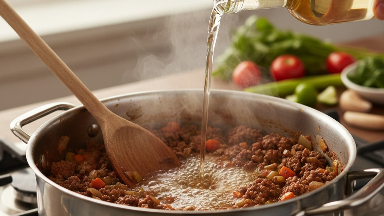 Deglaze with wine