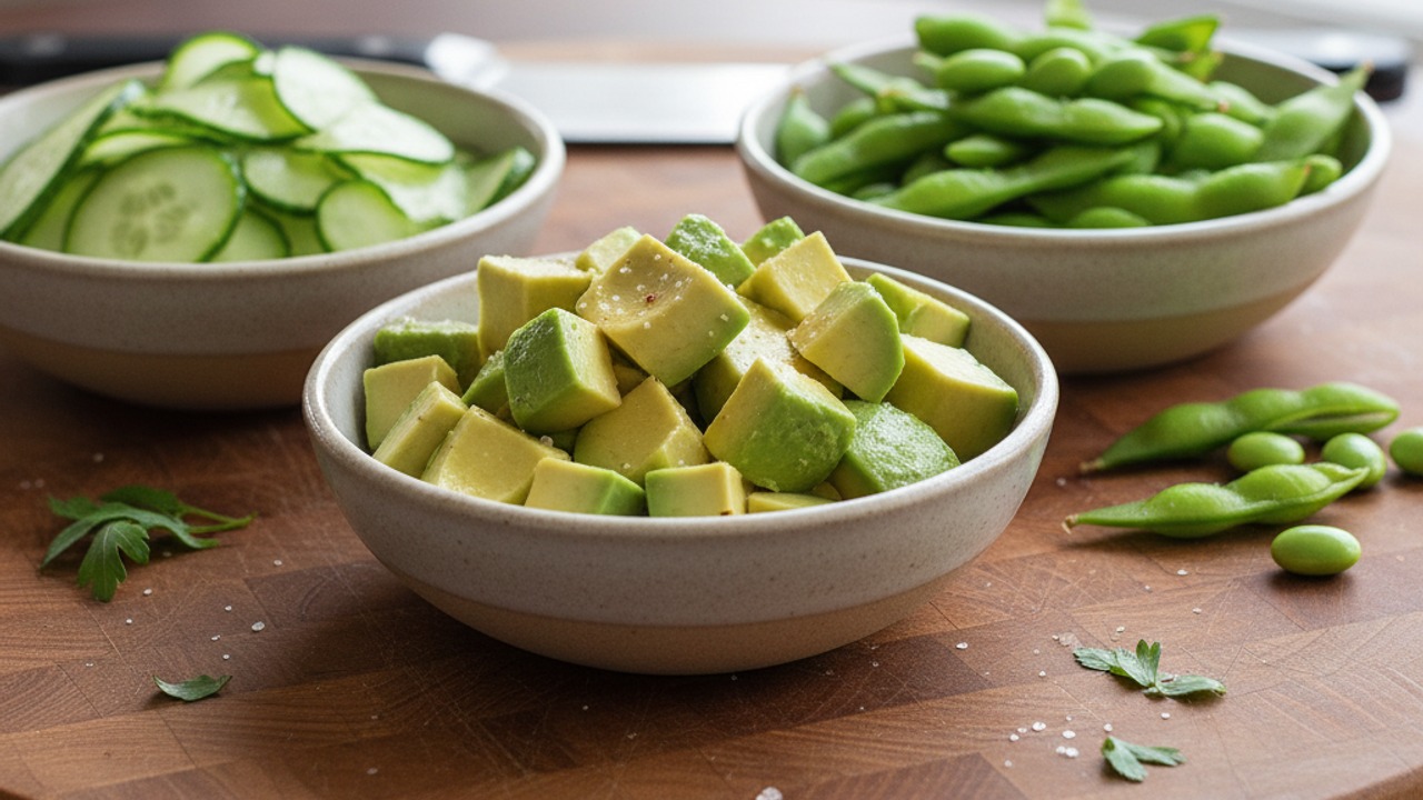 Prep the vegetables and edamame
