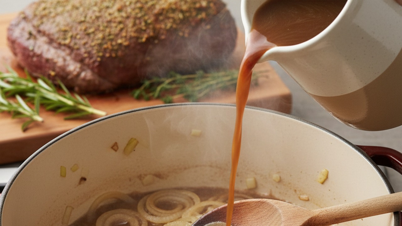 Sauté aromatics and deglaze