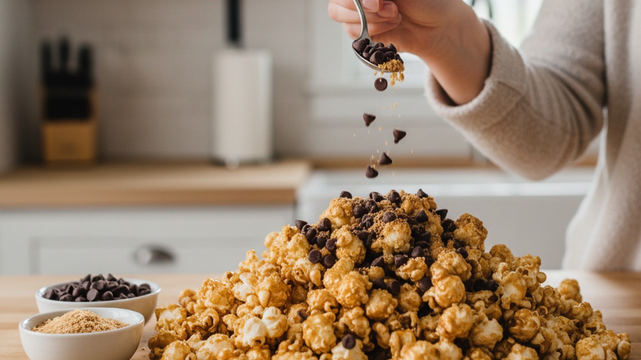 Add chocolate and graham crumbs