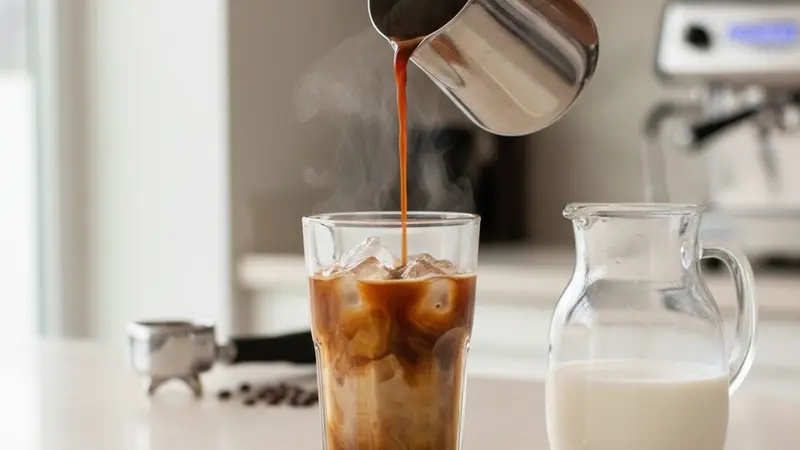 Assemble the Iced Latte (espresso-based, per 12 fl oz serving)