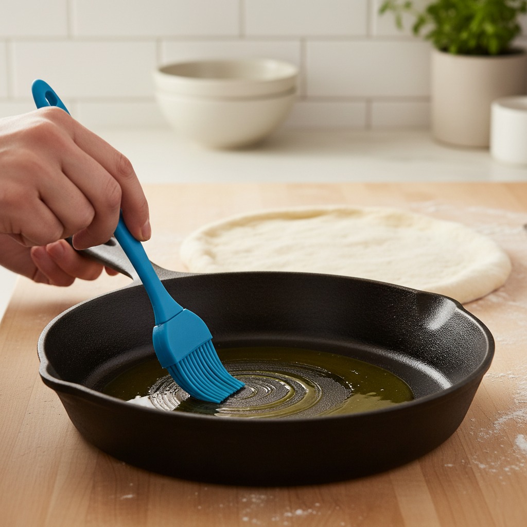 Preheat pan and shape dough