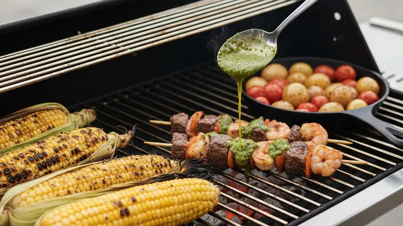 Finish with smoky cilantro‑lime chimichurri and serve with quick late‑summer sides