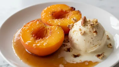 Oven Baked Peaches with Brown Sugar and Cinnamon