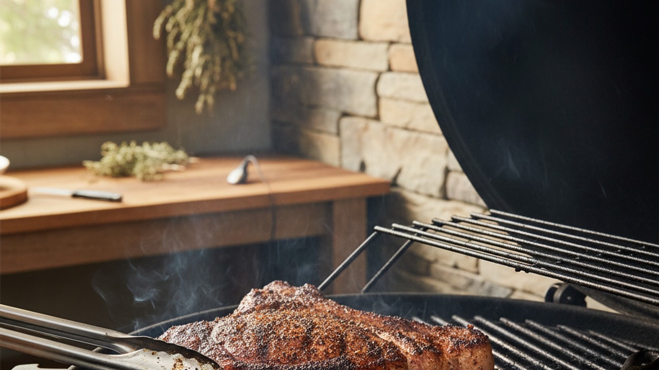 Sear over high heat, then finish indirect