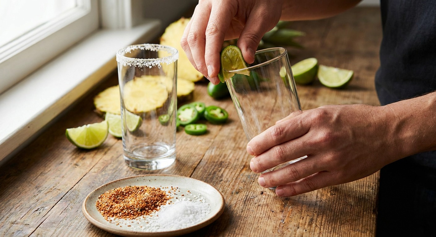 Prep and rim the glasses