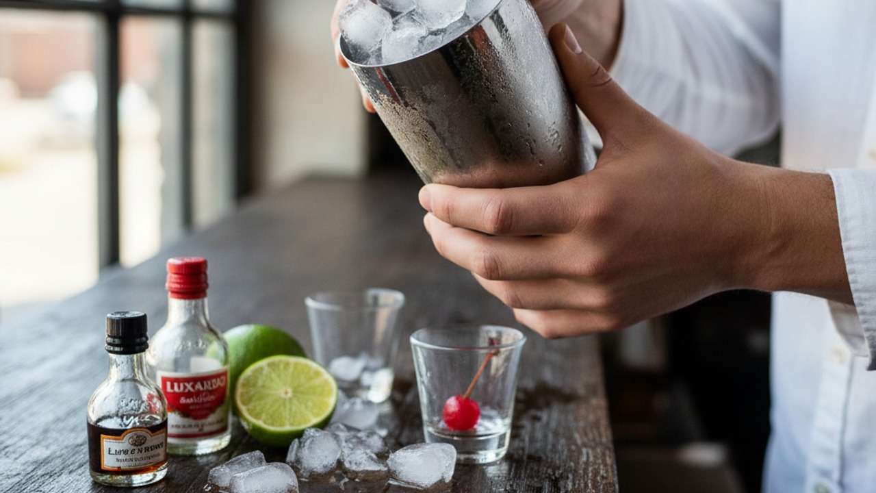 Add ice and shake