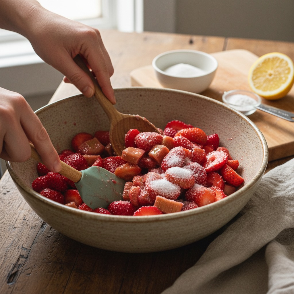 Prepare the strawberry-rhubarb filling