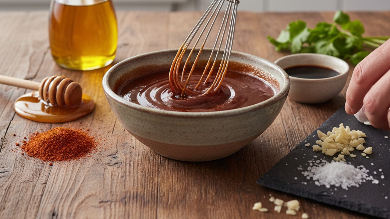 Make the ancho-chile honey glaze