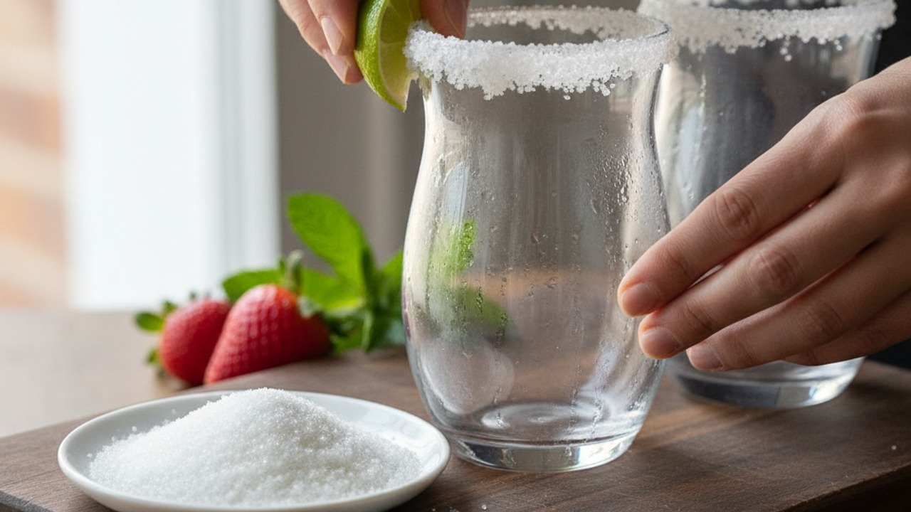 Prep glasses with sugar rims