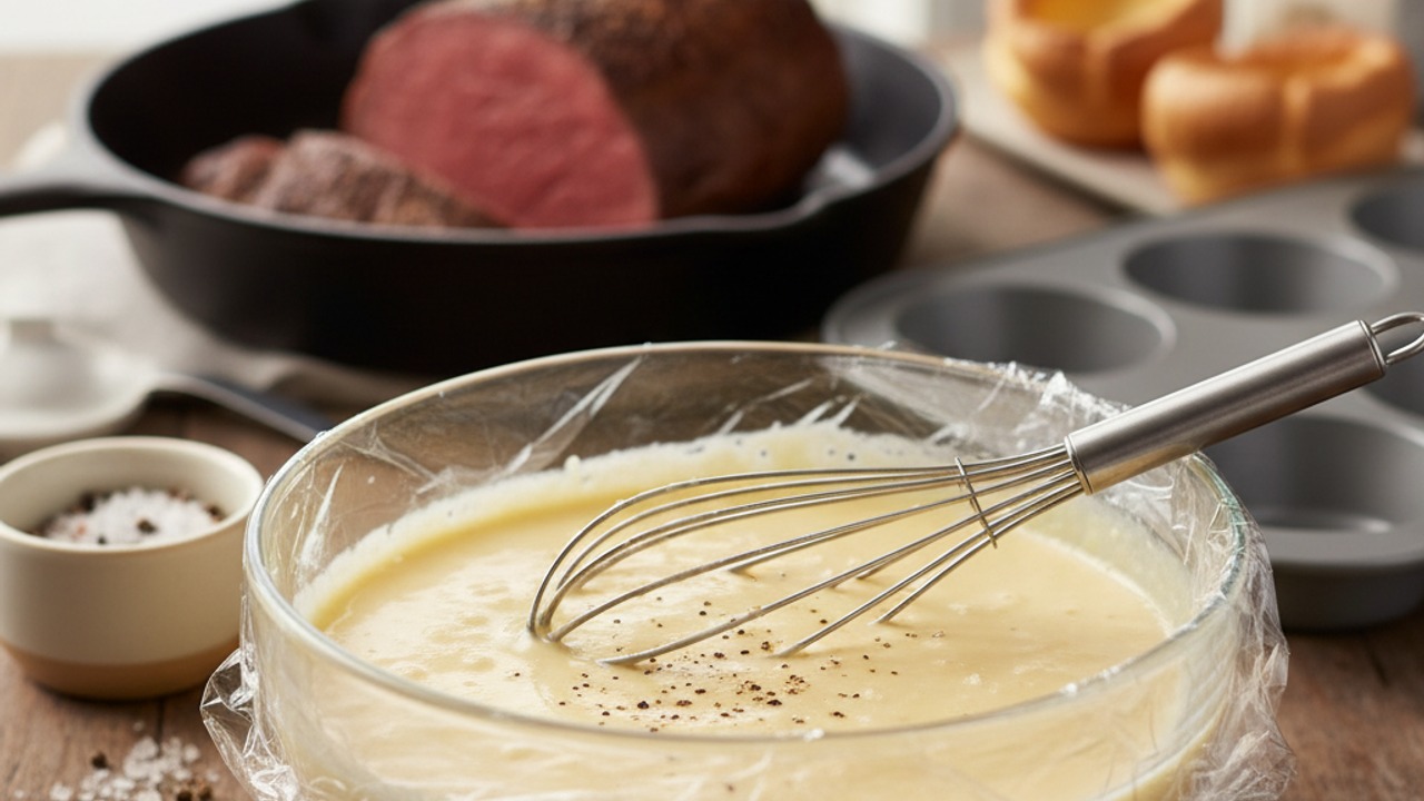 Make Yorkshire pudding batter and rest
