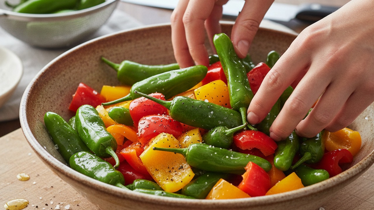 Prepare and season the peppers