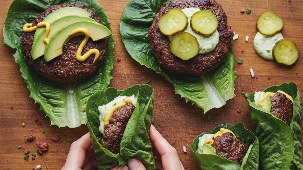 Assemble lettuce-wrapped burgers