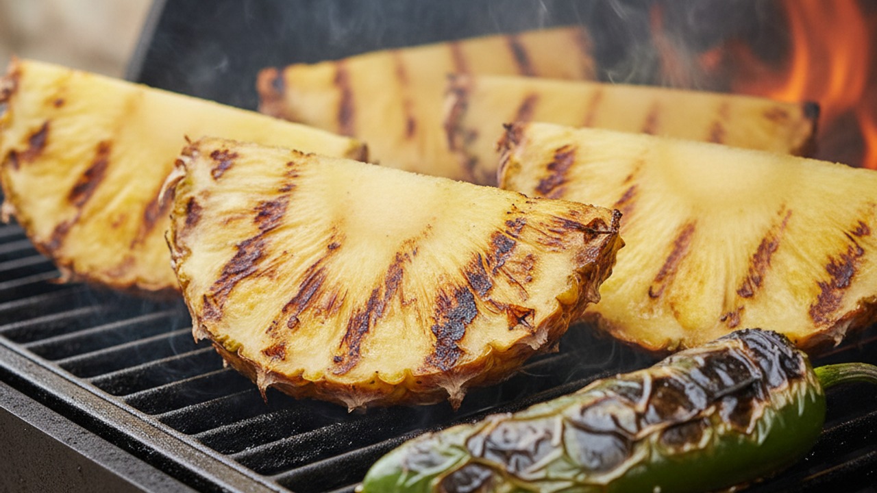 Char the pineapple and jalapeño for the salsa