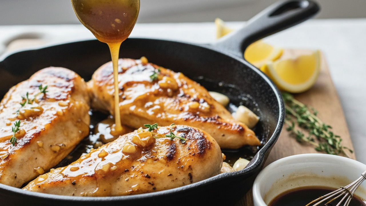 Glaze the chicken with honey-garlic sauce