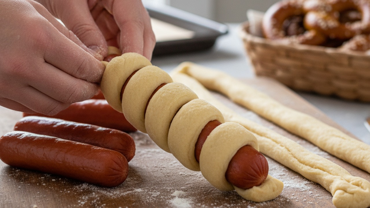 Wrap the hot dogs